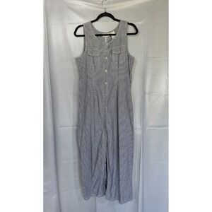 Vtg Expressions Button Down Midi Dress Med Black White Gingham Checked